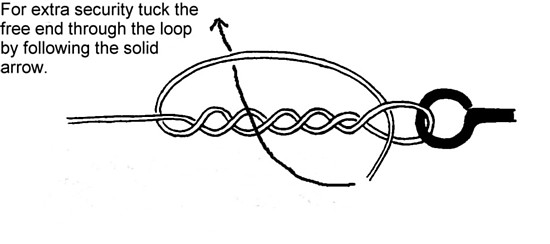 Half blood knot tying hooks , flies, weights to mono line